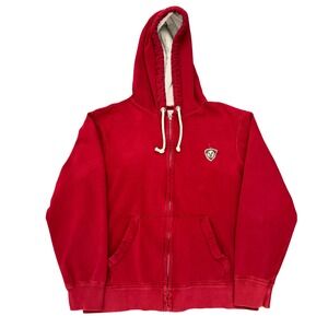 Y2K American Eagle Outfitters Red Zip Up Hoodie Thermal Lined Hood Men's XL